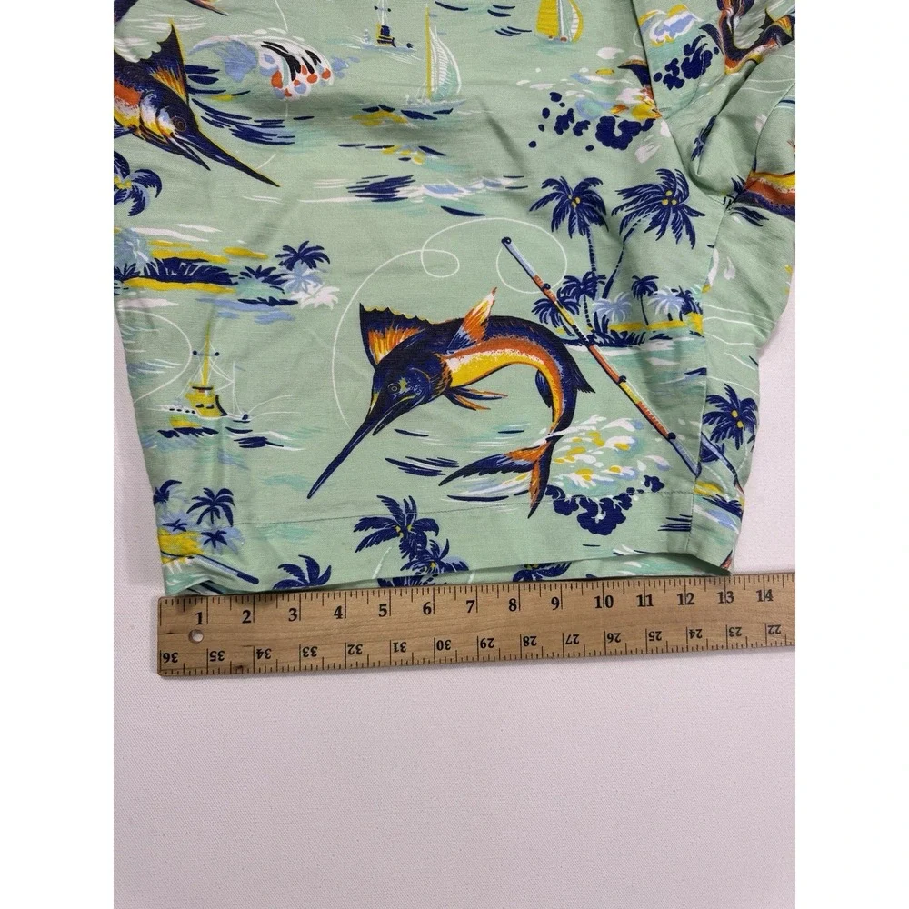 Polo Ralph Lauren Shorts Men 48 Linen Chino Classic Fit Marlin Fishing Island